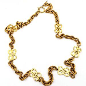 Chanel  Vintage Gold Plated CC Filigree Pendant Spear Dangle Long Necklace